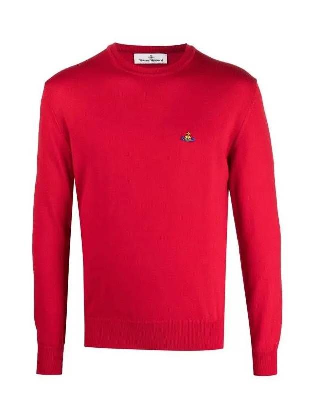 Men's ORB Embroidered Logo Wool Knit Top Red - VIVIENNE WESTWOOD - BALAAN 3