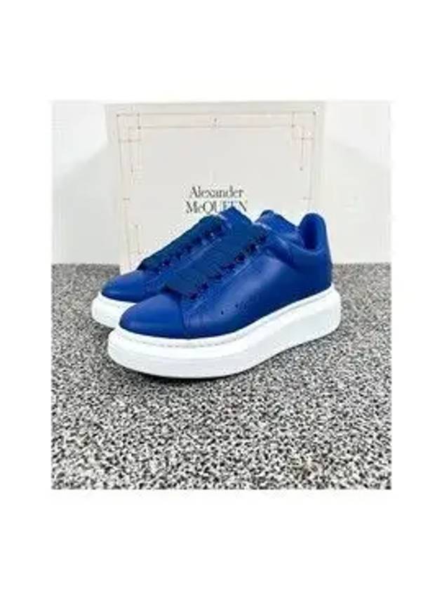 Women's Larry Oversole Leather Low Top Sneakers Blue - ALEXANDER MCQUEEN - BALAAN 9