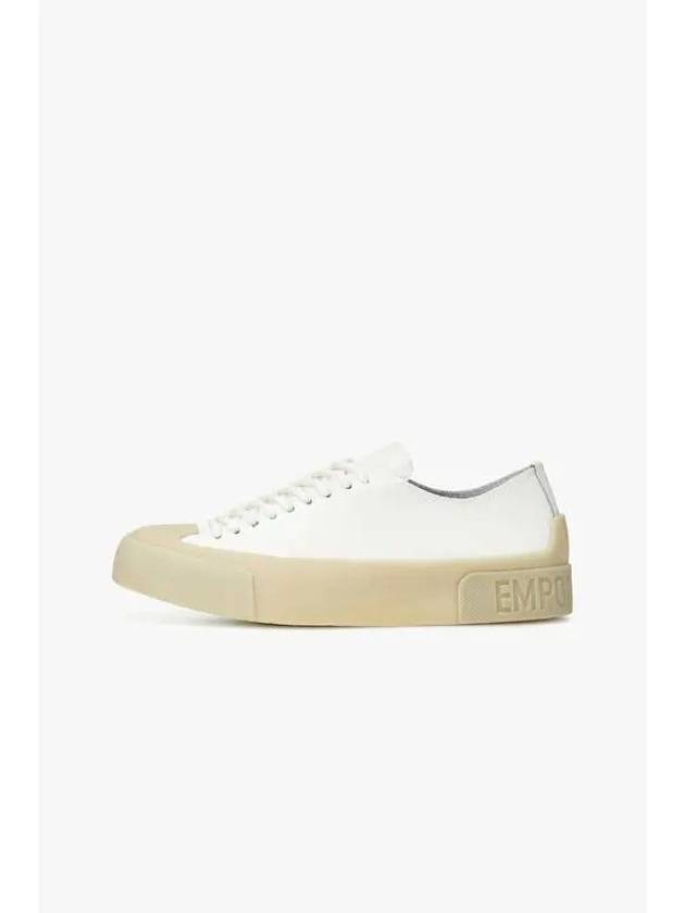 Women s Embossed Logo Sole Leather Sneakers Off White - EMPORIO ARMANI - BALAAN 1