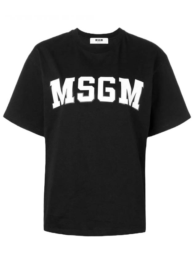 Women's Logo Print Short Sleeve T-Shirt Black - MSGM - BALAAN 1