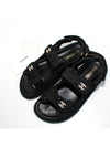 CC Logo Velcro Suede Kidskin Sandals Black - CHANEL - BALAAN 5