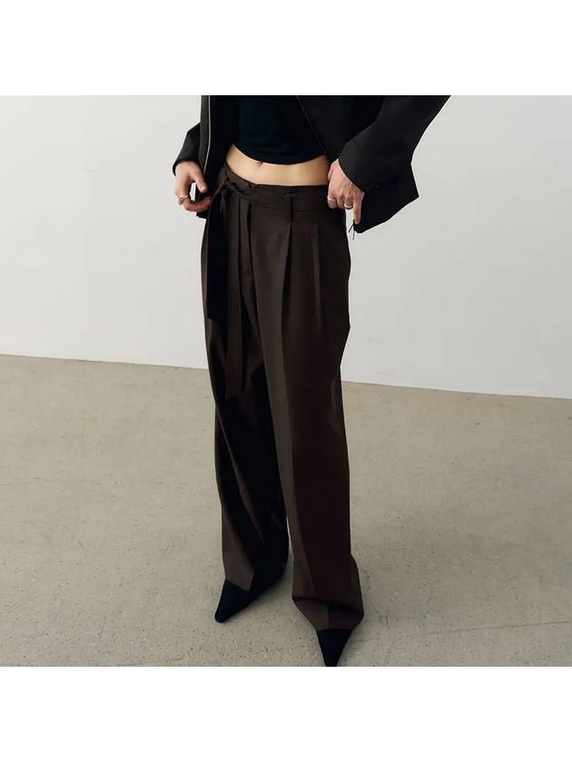 Belted Two-Chin Wide Slacks Brown - NOIRER FOR WOMEN - BALAAN 1