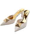 One-Stud Patent Leather Mule Beige - VALENTINO - BALAAN 2