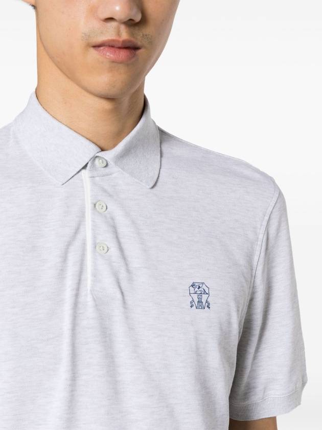 Logo Cotton Polo Shirt Grey - BRUNELLO CUCINELLI - BALAAN 7