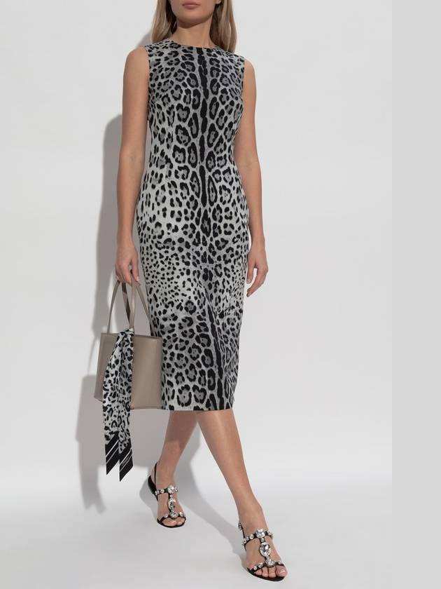 Dolce & Gabbana Silk Dress With Animal Motif, Women's, Grey - DOLCE&GABBANA - BALAAN 2