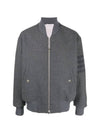 Double Face Melton 4-Bar Oversized Jacket Medium Grey - THOM BROWNE - BALAAN 1