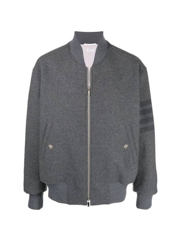 Double Face Melton 4-Bar Oversized Jacket Medium Grey - THOM BROWNE - BALAAN 1