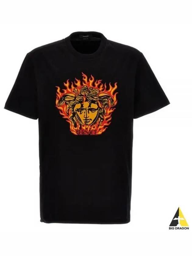 Medusa Printed Crewneck Short Sleeve T-Shirt Black - VERSACE - BALAAN 2