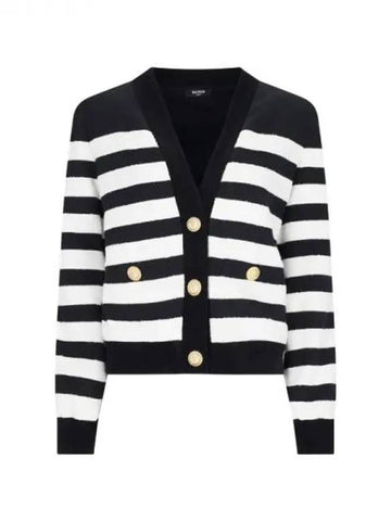 Gold button striped cardigan 271622 - BALMAIN - BALAAN 1