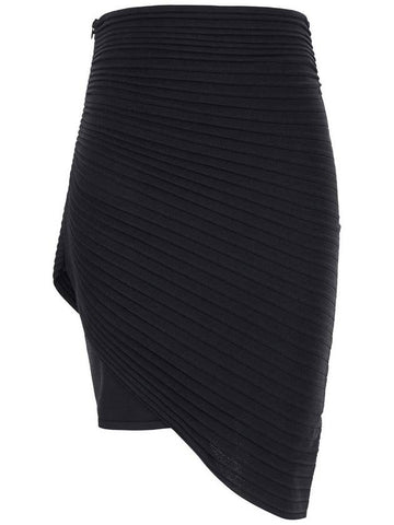 Black Asymmetric Miniskirt In Pleated Fabric Woman - PHILOSOPHY DI LORENZO SERAFINI - BALAAN 1