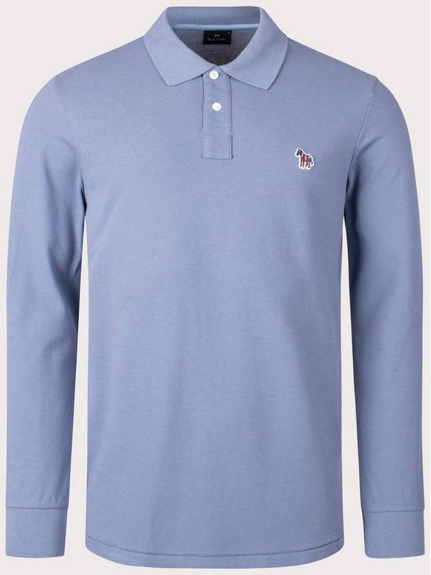 Zebra Logo Long Sleeve Polo Shirt Blue - PAUL SMITH - BALAAN 2