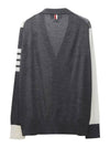 Men's Sustainable Classic Diagonal Wool Cardigan Tonal Grey - THOM BROWNE - BALAAN 3