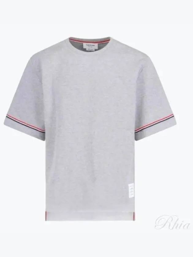 Cotton Rugby Short Sleeve T-Shirt Grey - THOM BROWNE - BALAAN 2