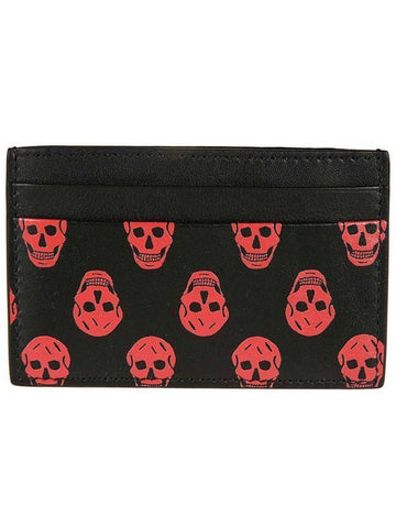 Biker Skull Card Wallet Black Red - ALEXANDER MCQUEEN - BALAAN.