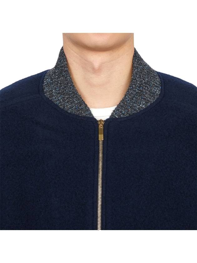 Fleece Stripe Wool Bomber Jacket Navy - THOM BROWNE - BALAAN 7