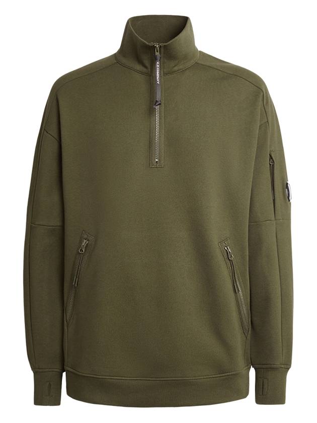 Diagonal Raised Fleece Quarter Zip-Up Sweatshirt Ivy Green - CP COMPANY - BALAAN 2