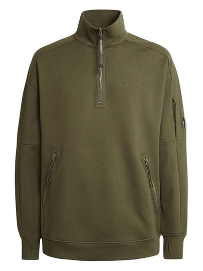 Diagonal Raised Fleece Quarter Zip-Up Sweatshirt Ivy Green - CP COMPANY - BALAAN 2