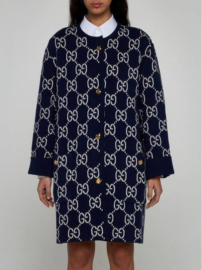 GG Reversible Wool Cardigan Navy - GUCCI - BALAAN 2