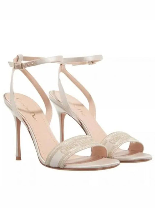 Dway Metallic Thread Embroidered Satin Sandal Heels Gold - DIOR - BALAAN 2