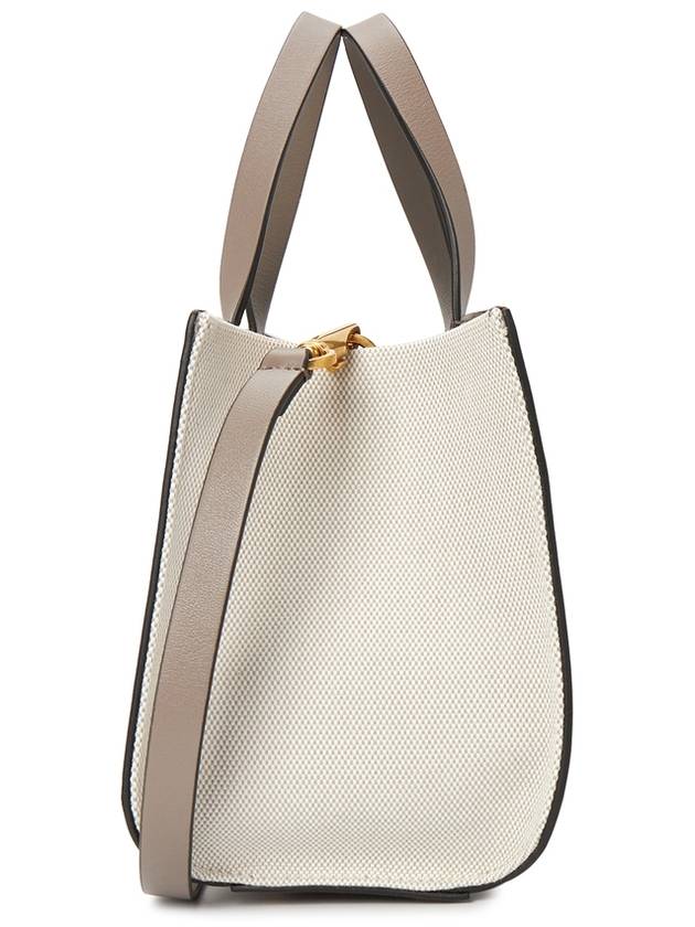 Signature V Logo Bicolor Tote Bag Grey - VALENTINO - BALAAN 4