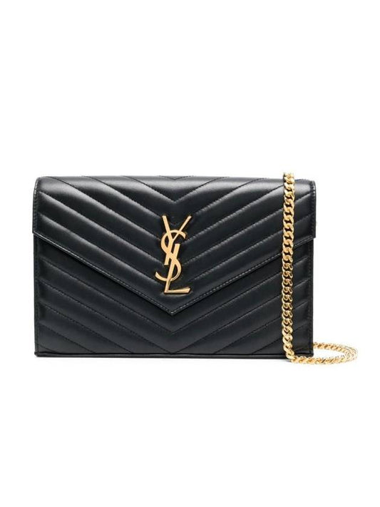 Cassandra Matelasse Chain Lambskin Shoulder Bag Black - SAINT LAURENT - BALAAN 1