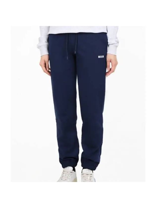 Micro Logo Cotton Track Pants Navy - MSGM - BALAAN 1