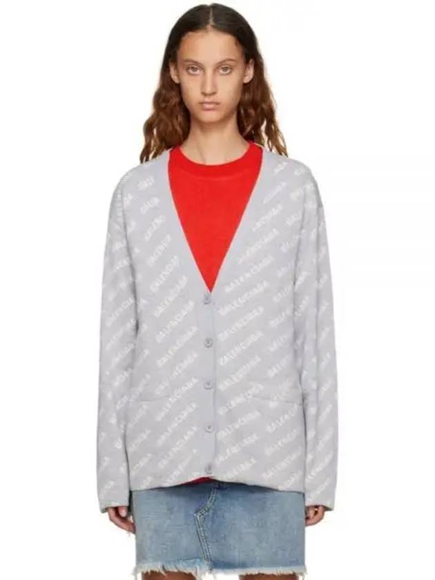 Logo all over cardigan light gray 704456 T3233 - BALENCIAGA - BALAAN 1