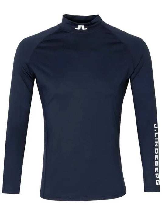 Men's Aello Print Soft Compression Golf High Neck Base Layer Navy - J.LINDEBERG - BALAAN 2