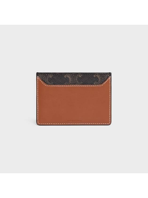 Triomphe Canvas Calfskin Card Wallet Tan - CELINE - BALAAN 4