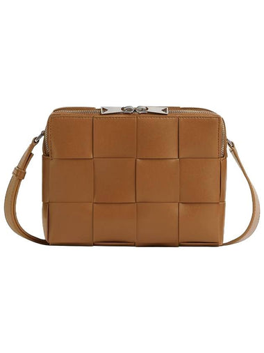 Cassette Intrecciato Leather Cross Bag Brown - BOTTEGA VENETA - BALAAN 1