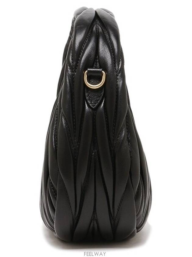 Wander Matelasse Nappa Leather Hobo Mini Bag Black - MIU MIU - BALAAN 5