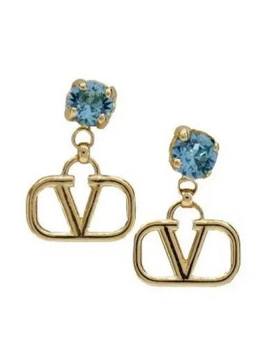 5W0J0H29 YCW 64X 5W2J0H29 Metal Swarovski Crystal V Logo Earrings - VALENTINO - BALAAN 1