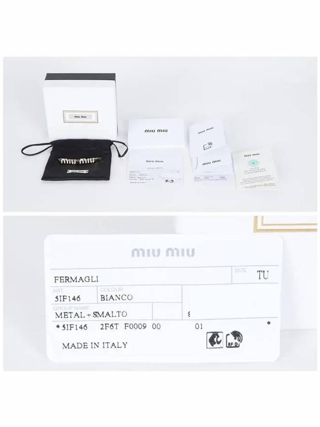 Enamel Metal Hair Clip Gold White - MIU MIU - BALAAN 6