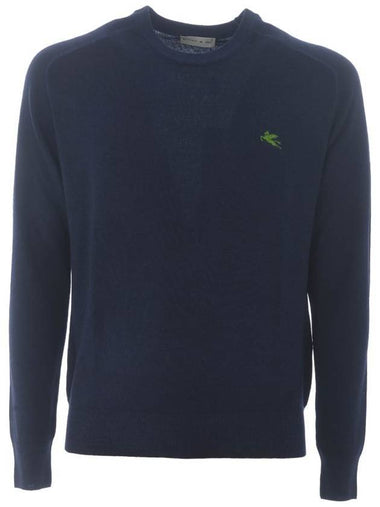 Men's Embroidery Logo Knit Top Navy - ETRO - BALAAN 1