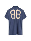 Logo Print Short Sleeve T-Shirt Blue - BALENCIAGA - BALAAN 3