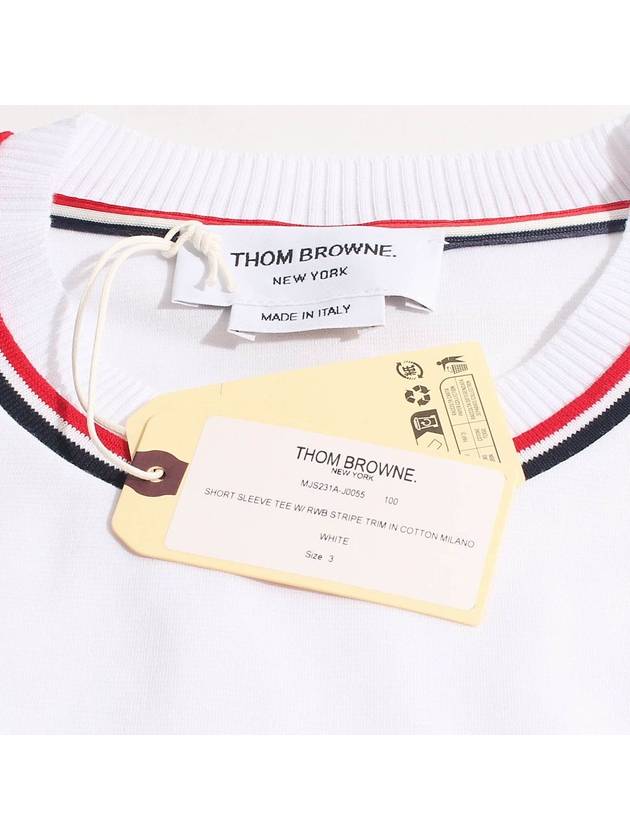 RWB Trimmed Cotton Short Sleeve T-Shirt White - THOM BROWNE - BALAAN 9