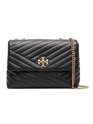 Kira Chevron Convertible Shoulder Bag Black - TORY BURCH - BALAAN 1