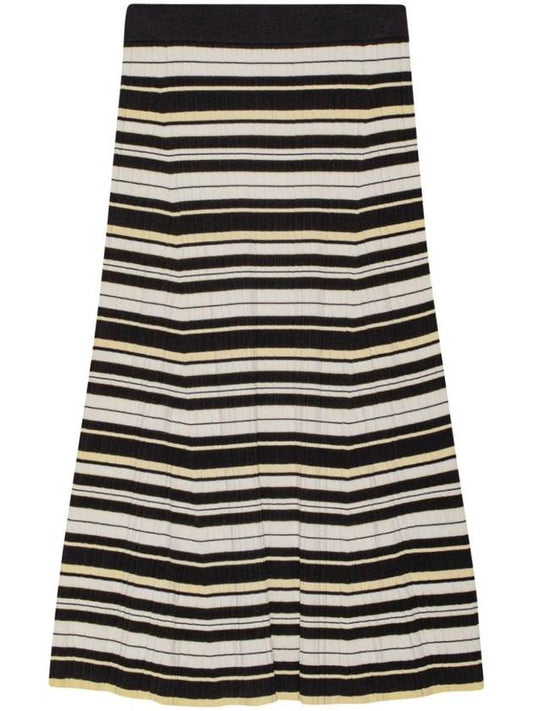 Future Viscose Rib H-Line Skirt Black White - GANNI - BALAAN 1