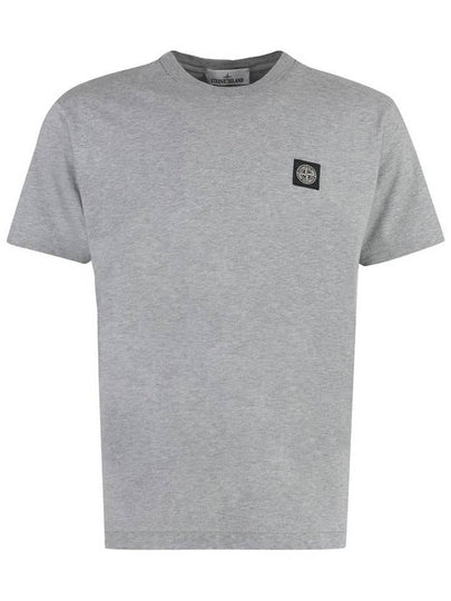 Slimfit Cotton Jersey Short Sleeve T-shirt Light Grey - STONE ISLAND - BALAAN 2