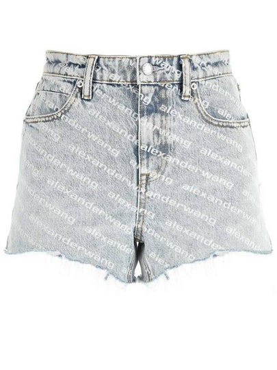 All-Over Logo Bite High Waist Denim Shorts Blue - ALEXANDER WANG - BALAAN 2