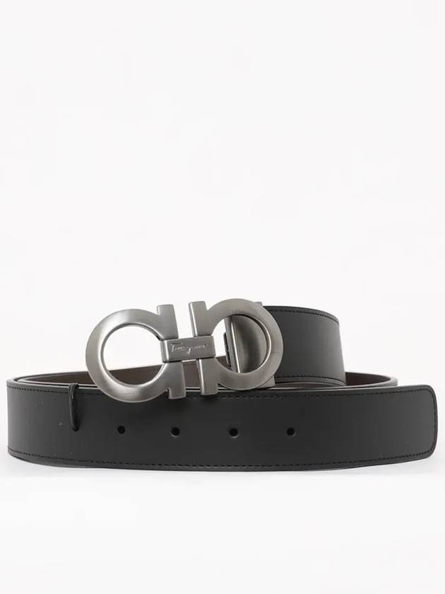 Gancini Reversible Adjustable Leather Belt Black Dark Brown - SALVATORE FERRAGAMO - BALAAN 3