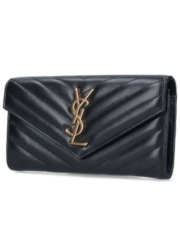 Cassandre Matelasse Large Flap Lambskin Long Wallet Black - SAINT LAURENT - BALAAN 3