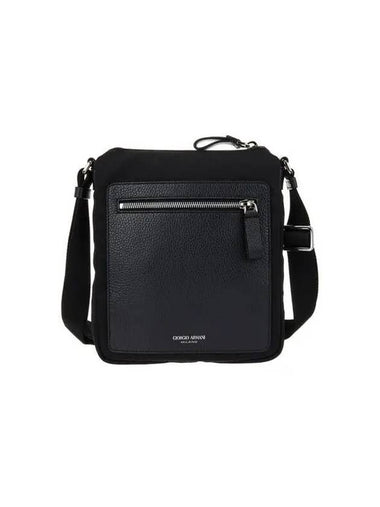 Men s Pebble Leather Patch Crossbody Bag Black - GIORGIO ARMANI - BALAAN 1