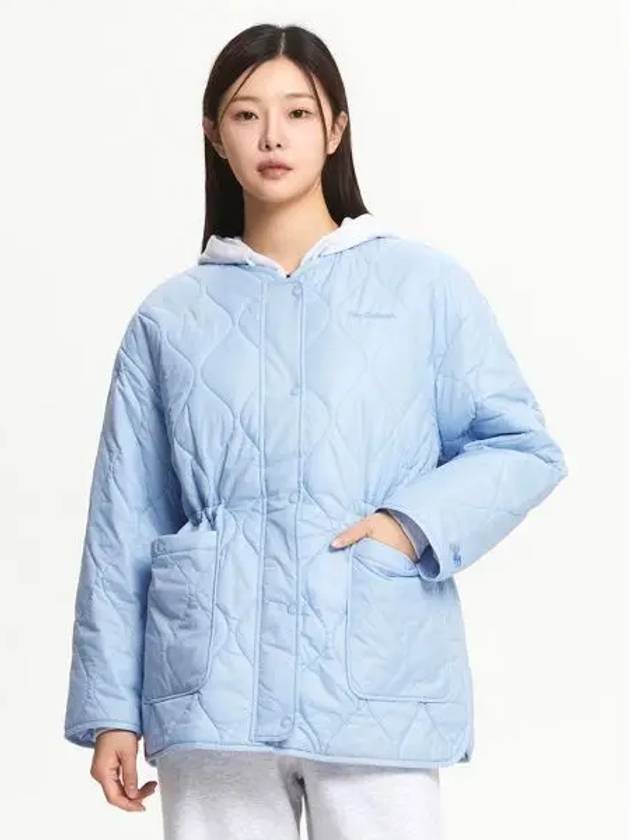 NBNQE4W912 WOMEN Round neck quilted mid length padded jacket LIGHT BLUE - NEW BALANCE - BALAAN 1