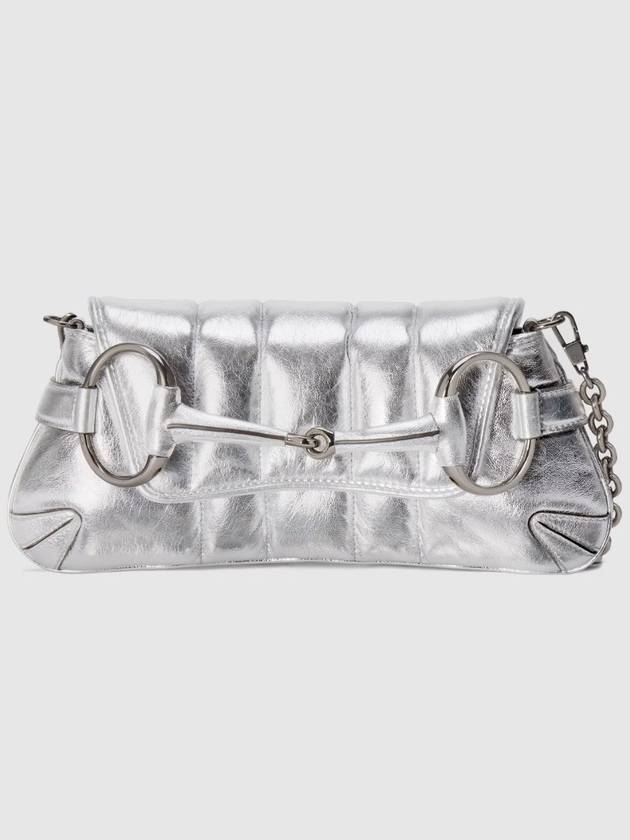 Horsebit Chain Small Leather Shoulder Bag Silver - GUCCI - BALAAN 2