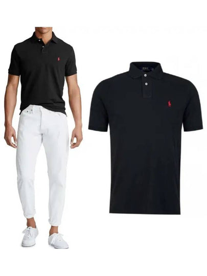 Men's Red Embroidered Logo Polo Shirt Black - POLO RALPH LAUREN - BALAAN 2