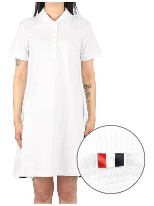 Women's Logo Patch Tennis Flare Short Dress White - THOM BROWNE - BALAAN 2