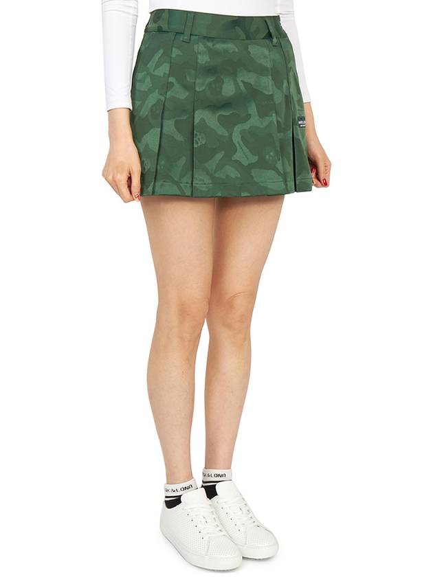 Golf Gauge Jacquard MLW 3A AE01 GREEN Women s Mini Pleated Skirt - MARK & LONA - BALAAN 4