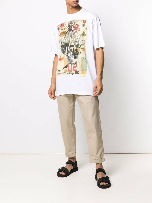 Men's Printed Short Sleeve T-Shirt White - DSQUARED2 - BALAAN 4