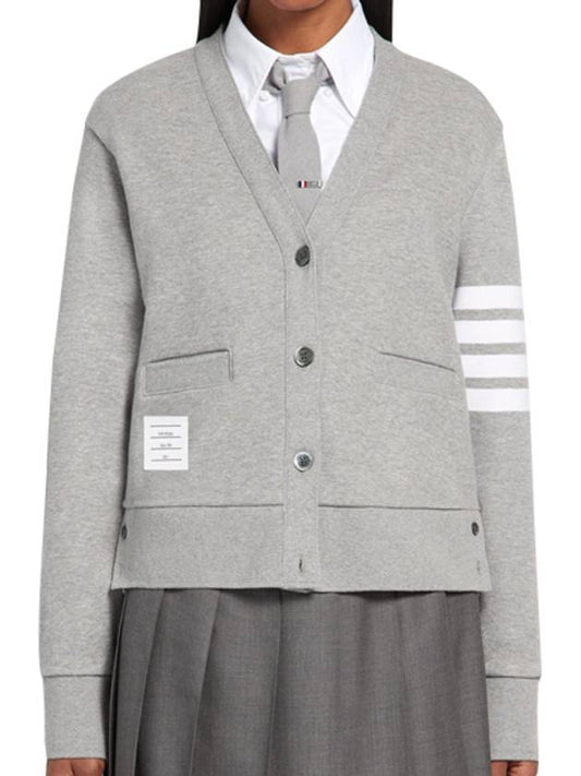 4-Bar Loopback Jersey Cardigan Light Grey - THOM BROWNE - BALAAN 2